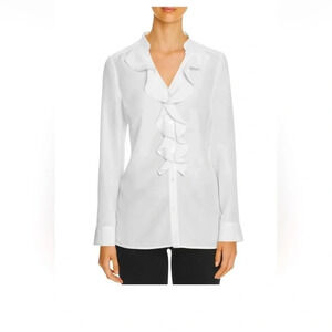 Finity Women’s Ruffle Front White NWT Blouse $110 Retail